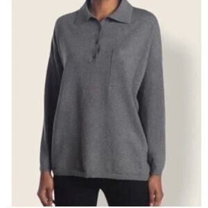 RDI Sweater Womens Medium Grey Collared Pullover Oversized Boyfriend‎ Knit
